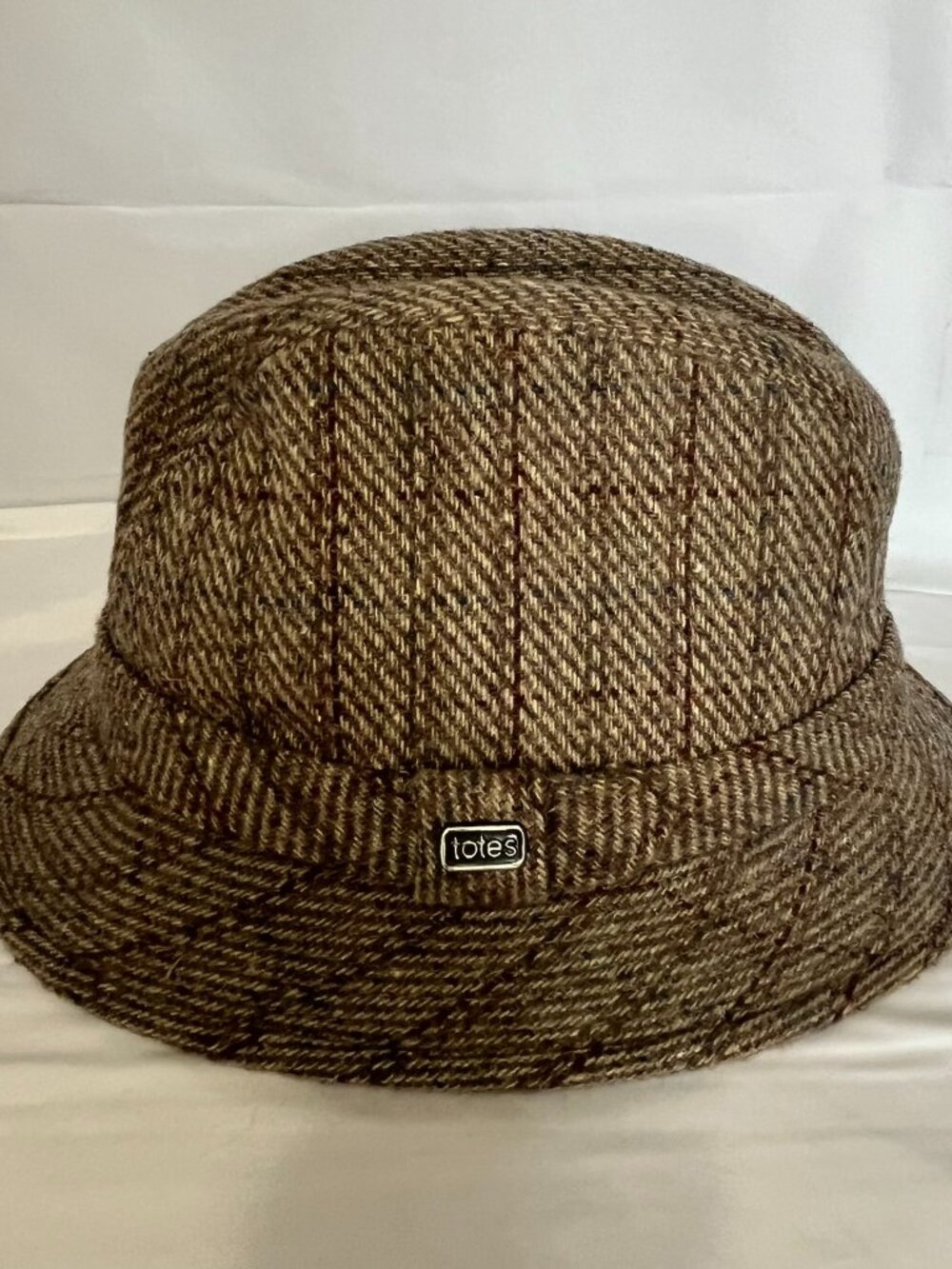 Vintage Totes Rain Rolls Right Off Mens Large Fedora Hat Brown Tweed Wool Blend